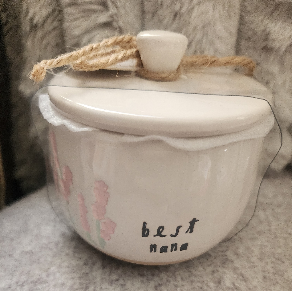 Rae Dunn Artisan Collection Flowered Trinket Jar 